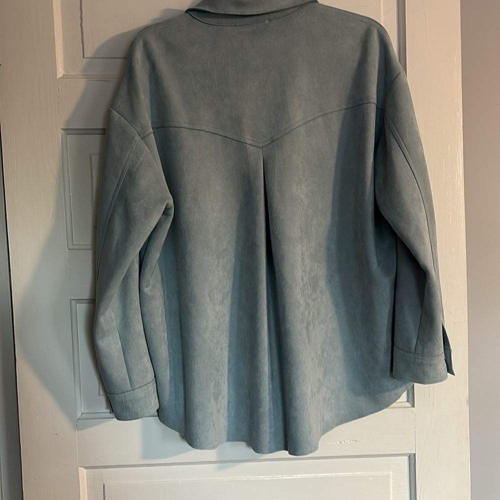 Free The Roses Blue Suede Shacket - Picture 5 of 5